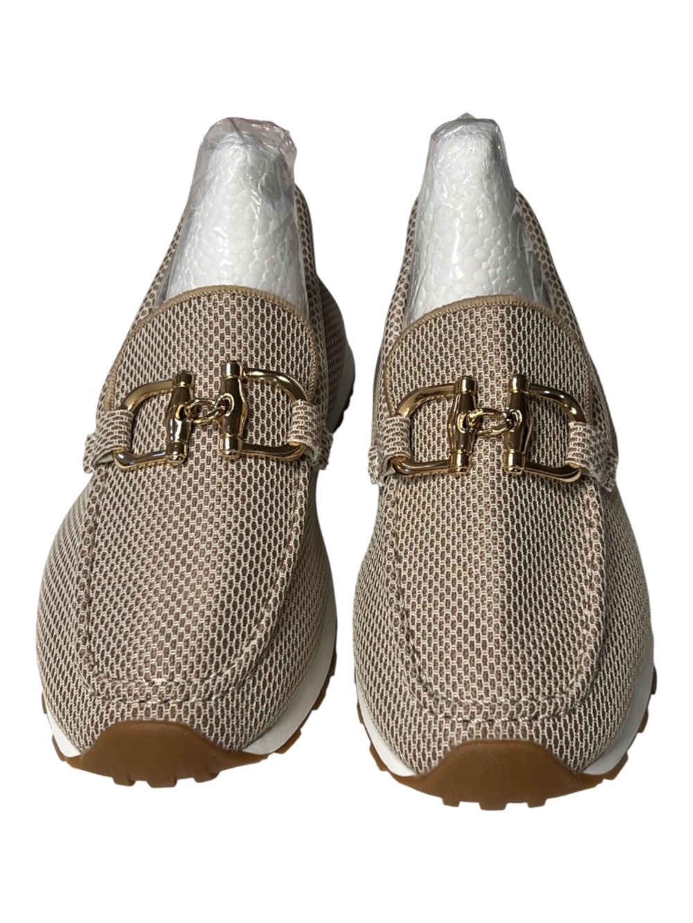 NWOT Tan Orthopedic Loafers Gold Hardware Comfort Slip Ons | EU 37 (US 7) - Picture 2 of 6